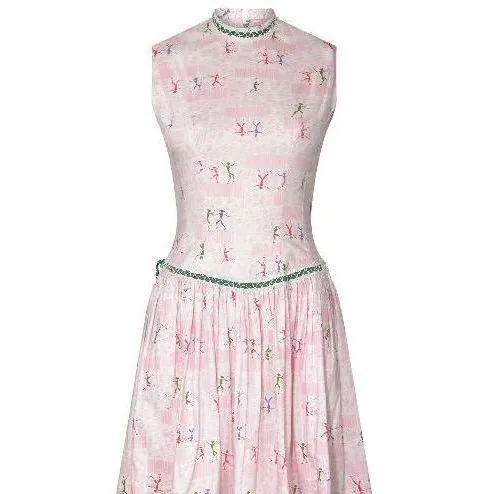 1950s Dancing Man Novelty Print Dress