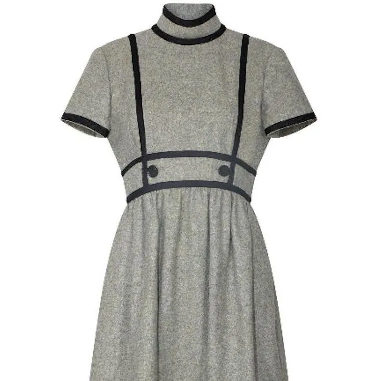 1960s Geoffrey Beene Grey Wool and Black Dress