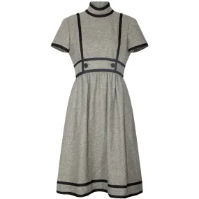 1960s Geoffrey Beene Grey Wool and Black Dress