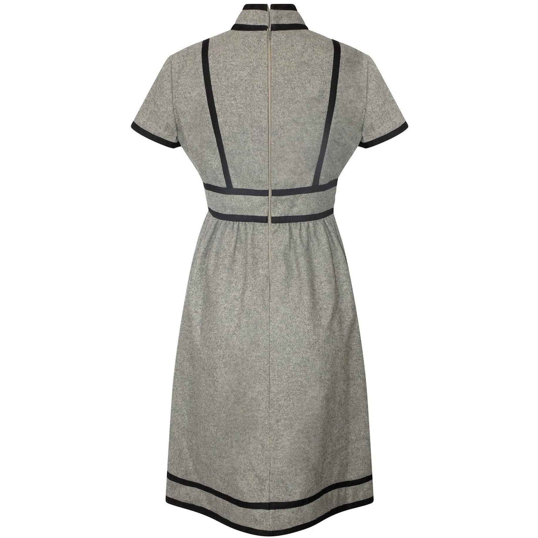 1960s Geoffrey Beene Grey Wool and Black Dress