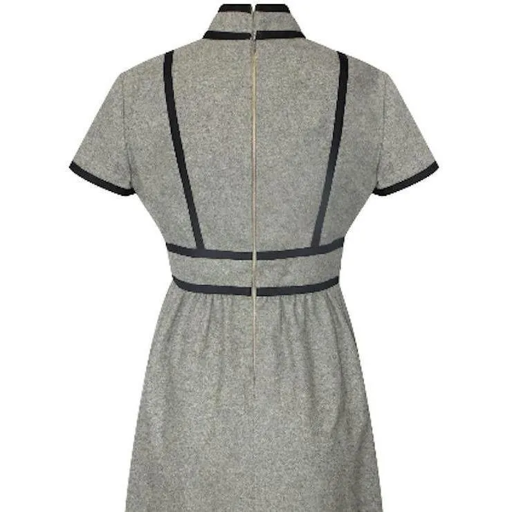 1960s Geoffrey Beene Grey Wool and Black Dress