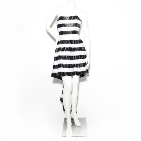 1996 Black and White Stripes Silk Dress