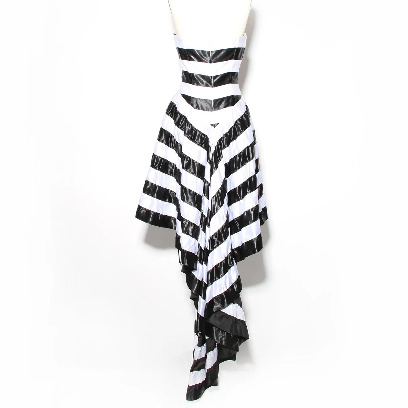 1996 Black and White Stripes Silk Dress