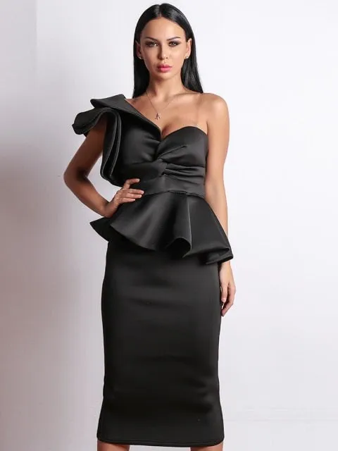 2022 New Off Shoulder Midi Party Dresses Wedding Sexy Ruffles Backless Elegant Dresses