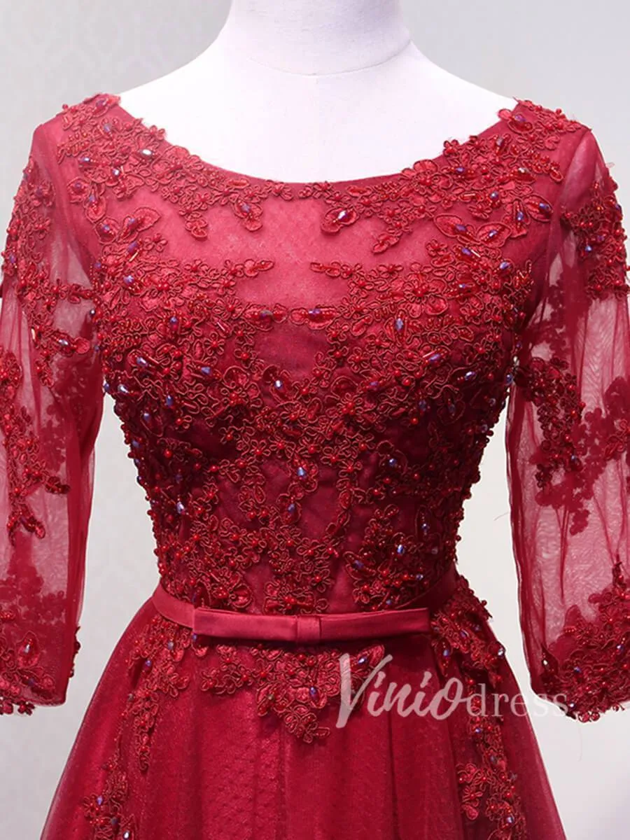 3/4 Sleeve Dark Red Mother of the Bride Dresses FD1515