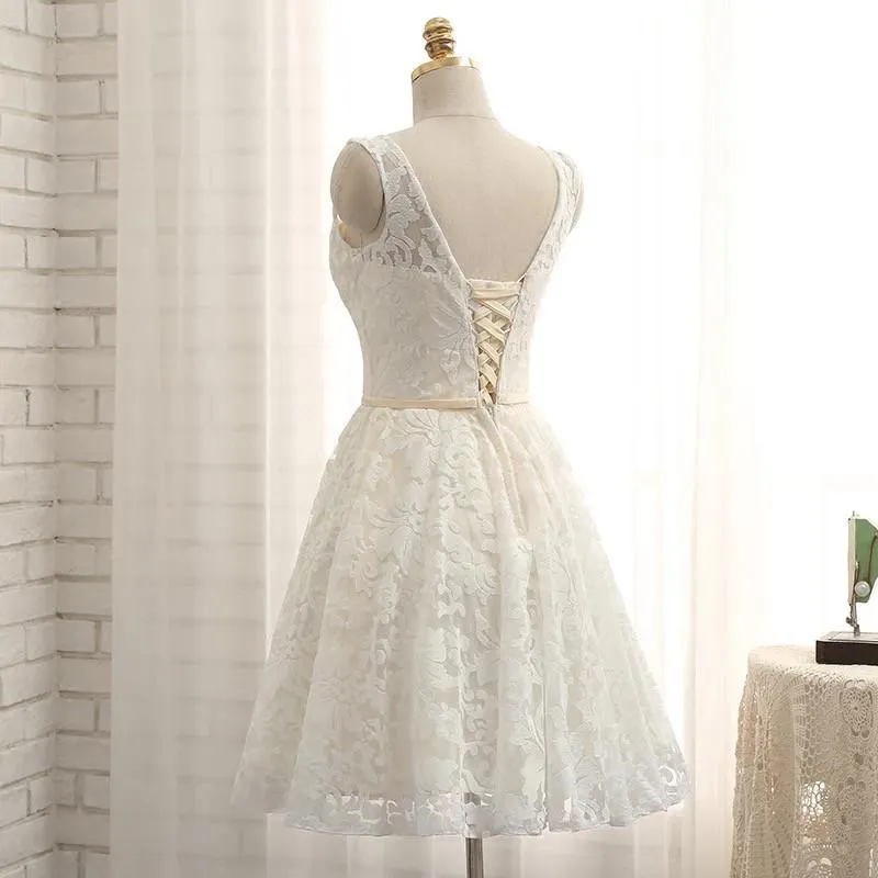 A Line Lace Prom Homecoming Dresses Short