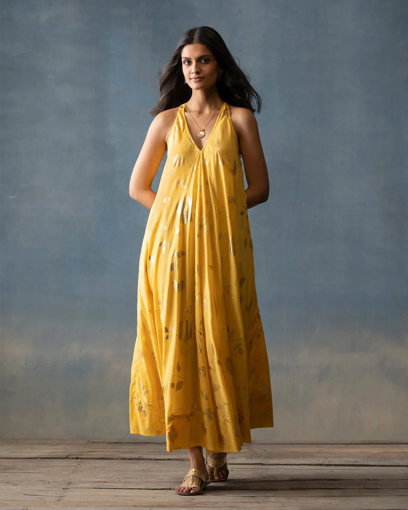 Akira Twist Back Dress - Yellow