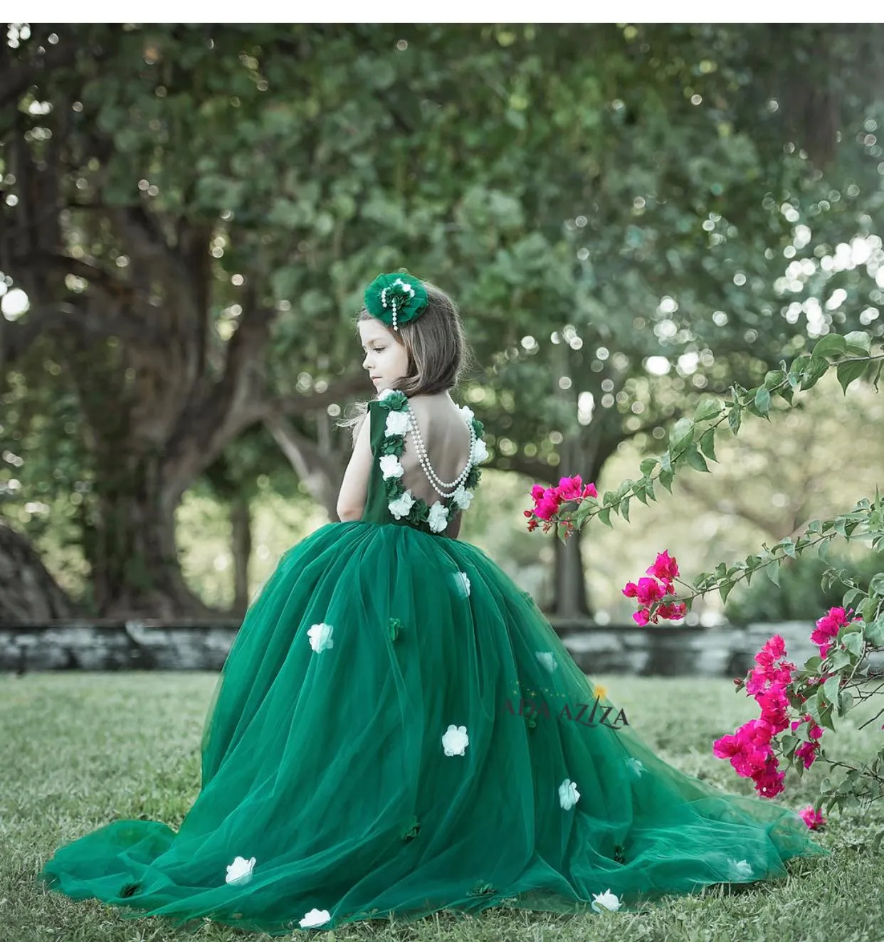 Alyssa Dress Emerald & White