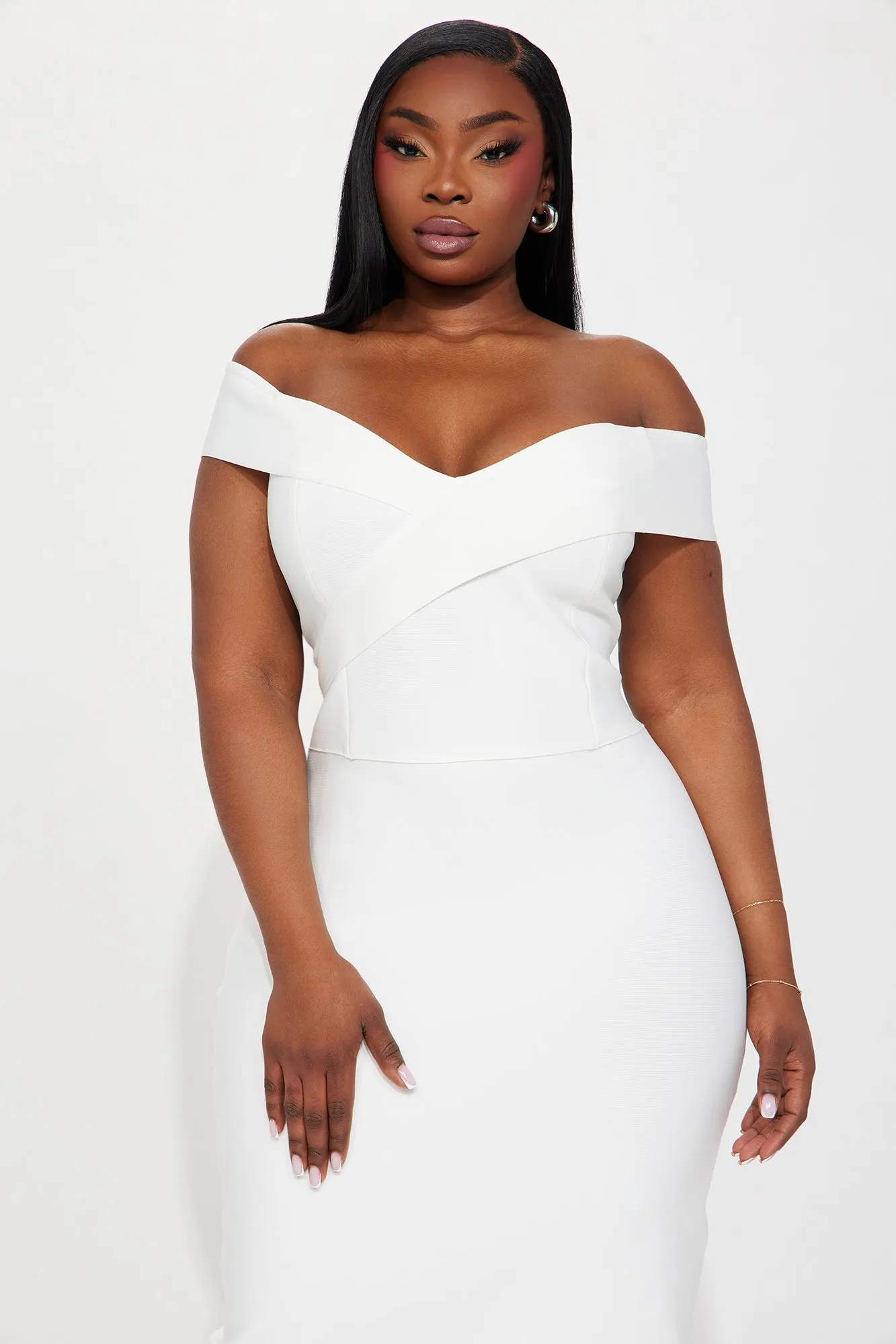 Amy Bandage Midi Dress - White