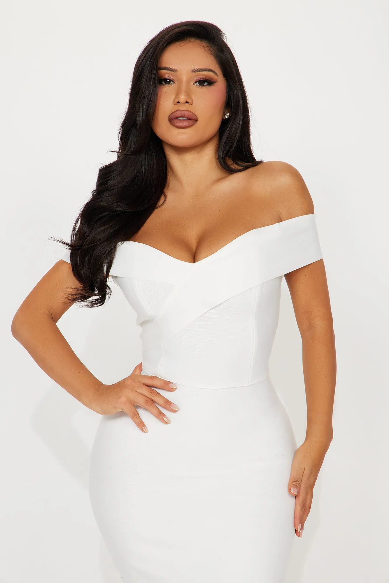 Amy Bandage Midi Dress - White