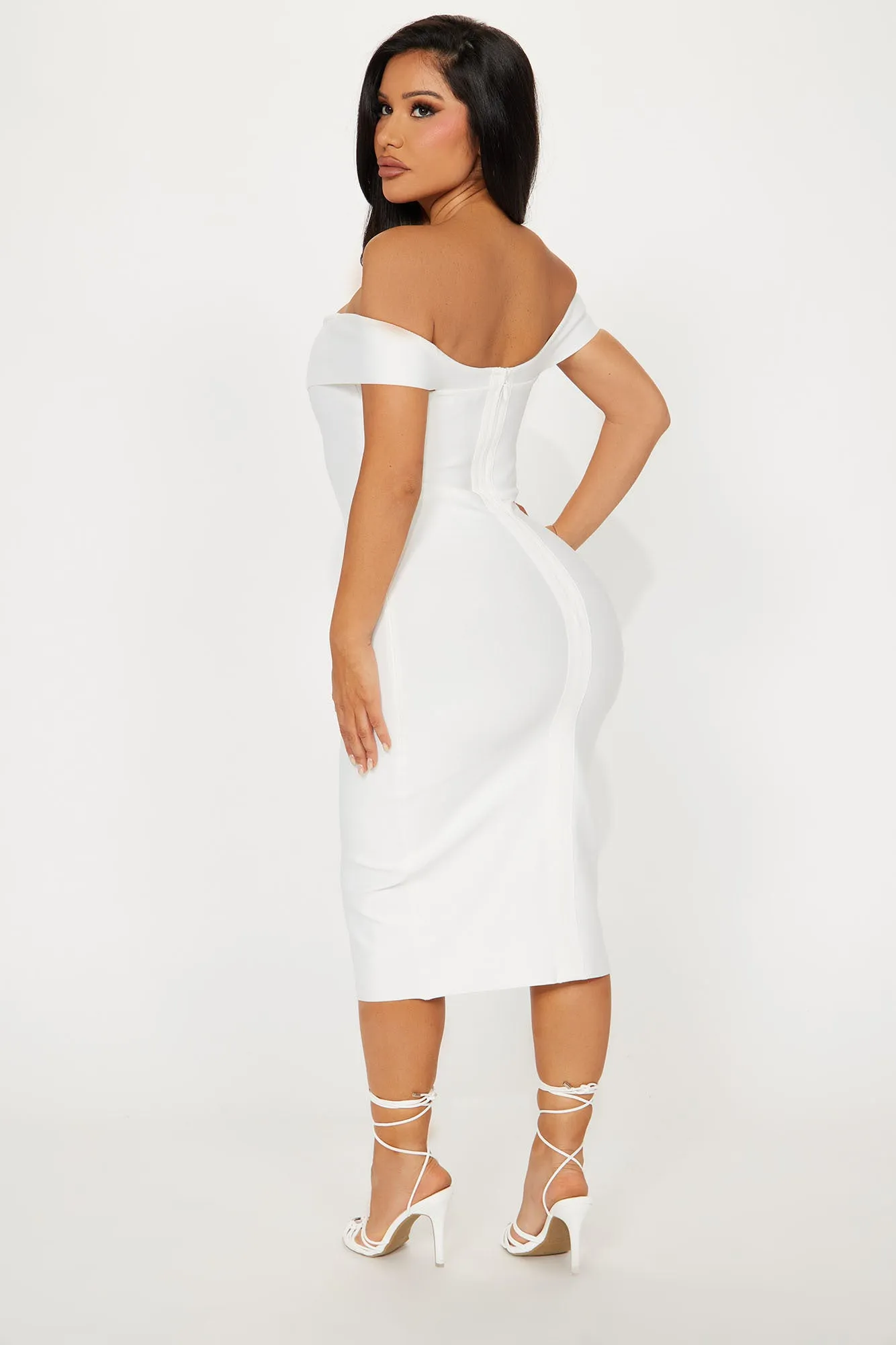 Amy Bandage Midi Dress - White