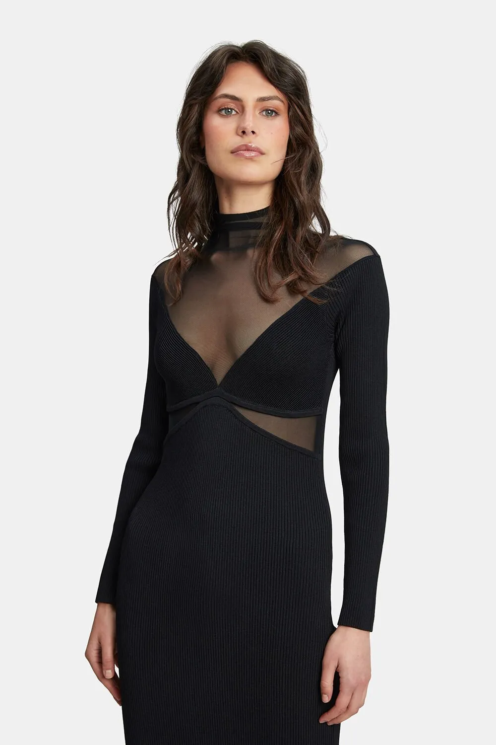 Aperol Knit Midi Dress - Black