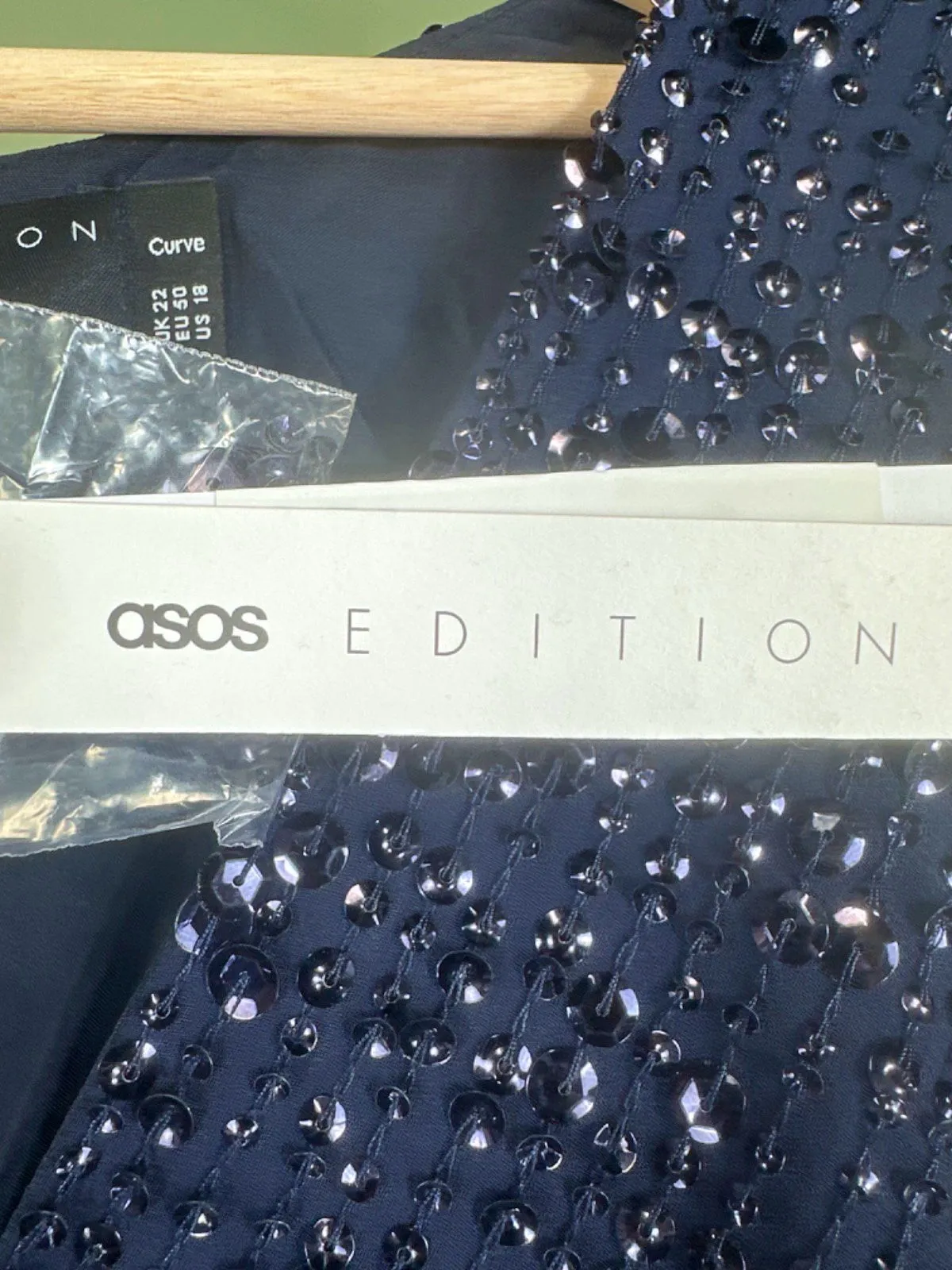 ASOS Navy Sequin Embellished Dress Curve UK 22