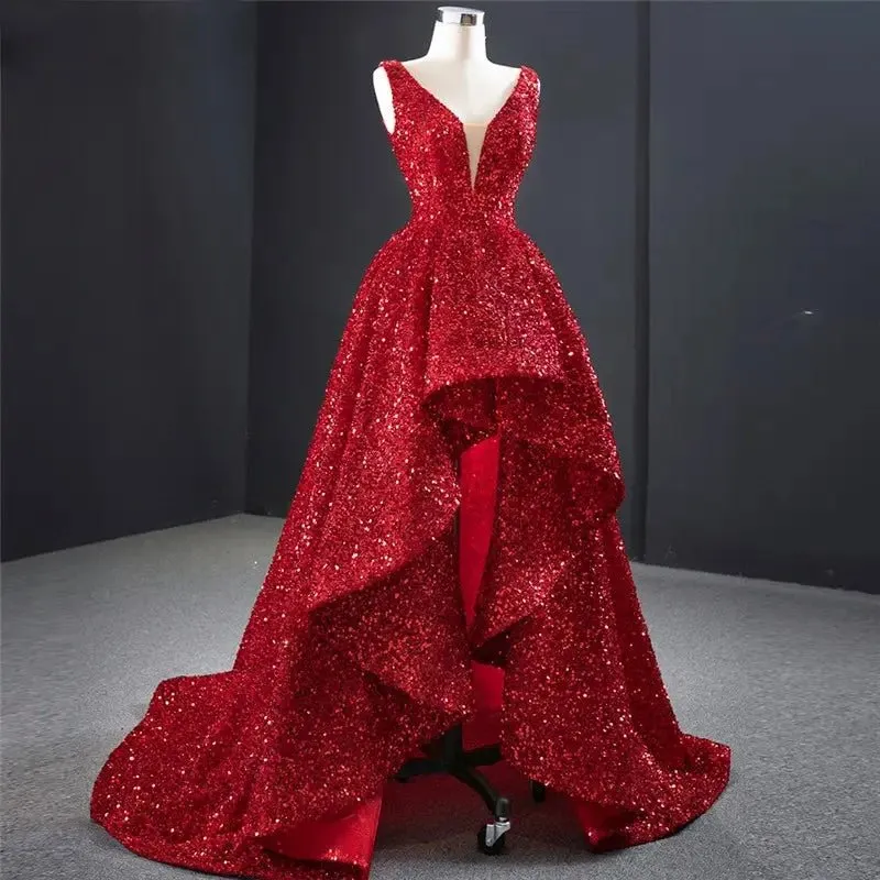 Audrey Red Sequins Luxury Formal Gown