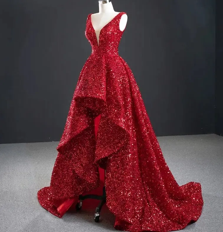 Audrey Red Sequins Luxury Formal Gown