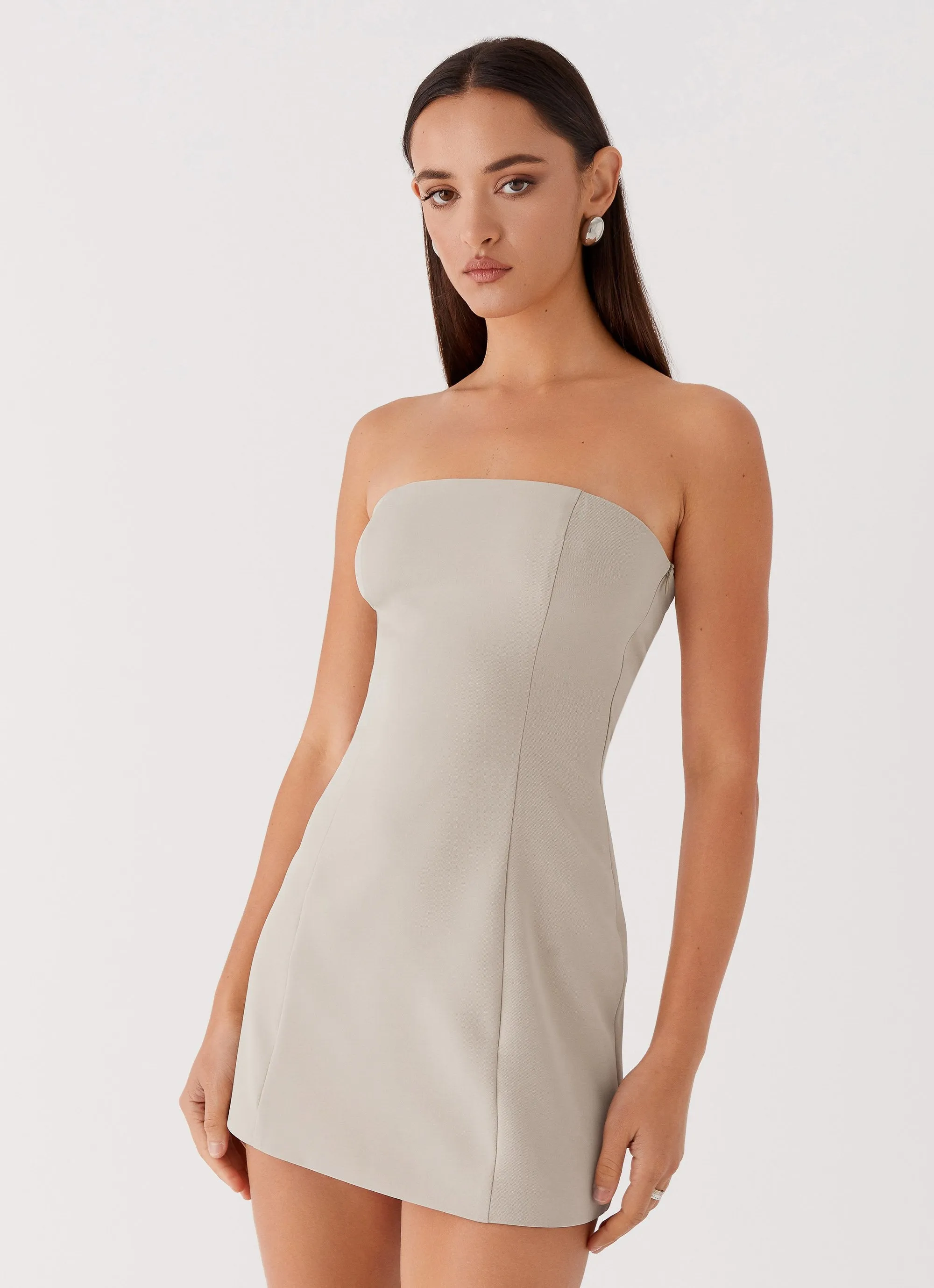 Ayanna Strapless Mini Dress - Beige