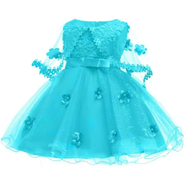 Baby Girls Party Pink Flower Infant Dresses Princess Baby Christening Dress