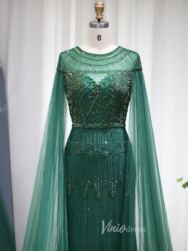 Beaded Cape Sleeve Evening Gowns Mother of the Bride Dresses 20063