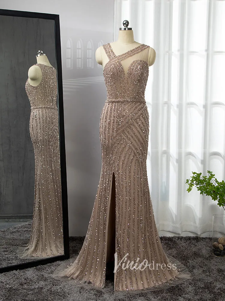 Beaded Mermaid Prom Dresses with Detachable Cape Evening Dress 20015