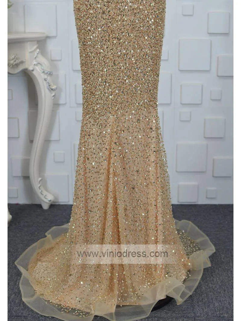 Beaded Sheath Long Prom Dresses Pageant Gown FD1440