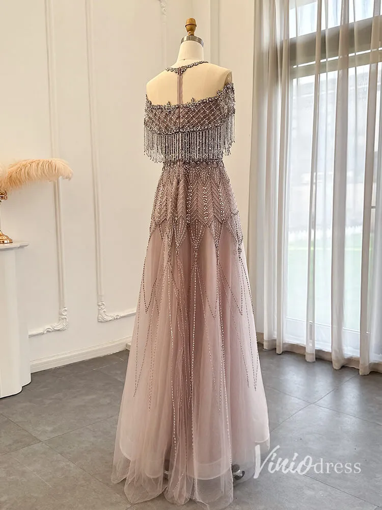 Beaded String Evening Dresses Blush Pink Mother of the Bride Dress AD1159