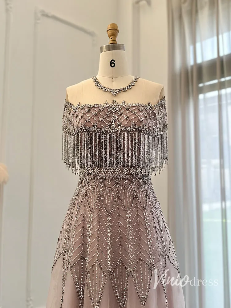 Beaded String Evening Dresses Blush Pink Mother of the Bride Dress AD1159