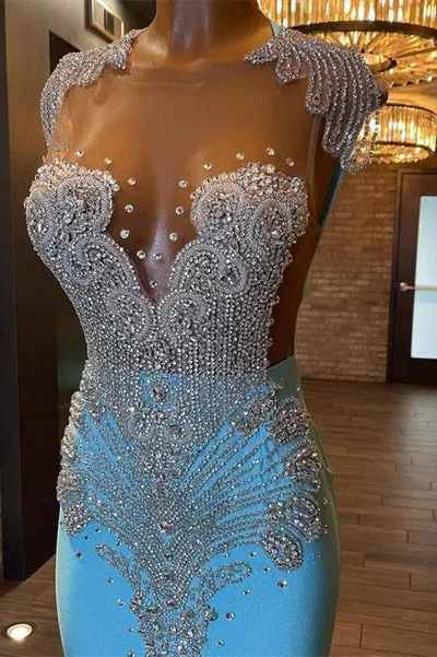 Beautiful long sleeveless beaded mermaid Prom dresses,BD93364