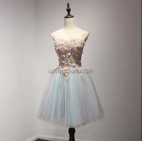 Beautiful Sweet Heart Light Blue Short Homecoming Dresses, WG803