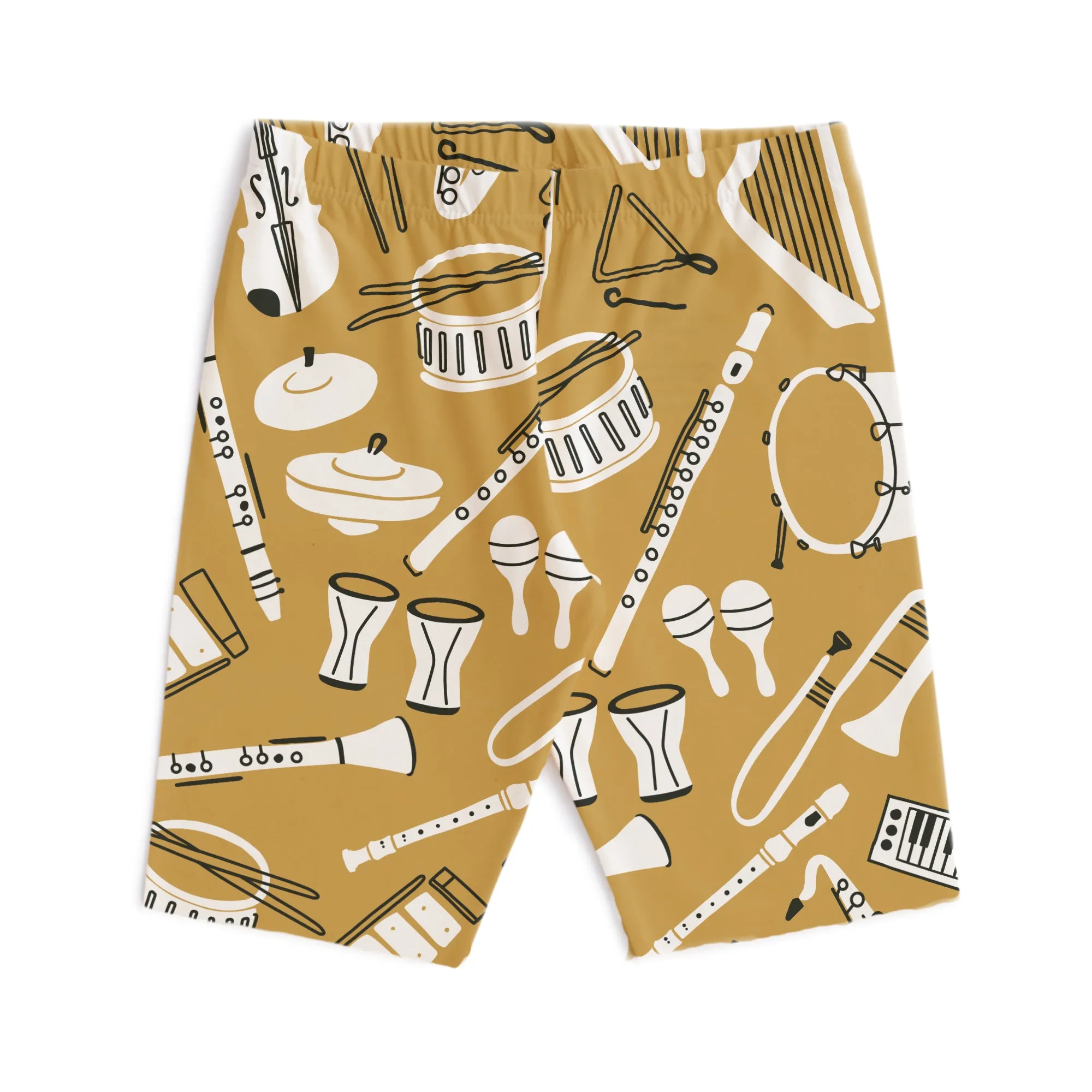 Bike Shorts - Musical Instruments Ochre