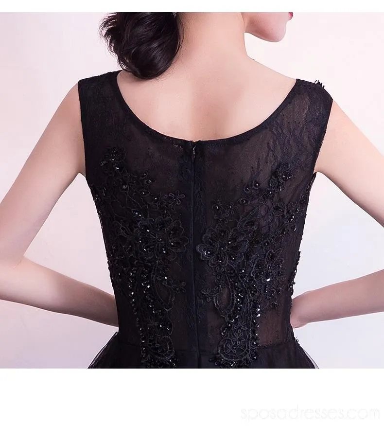 Black Scoop High Low Lace Cheap Homecoming Dresses Online, Cheap Short Prom Dresses, CM779