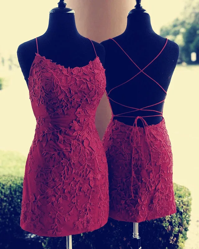 Bodycon Lace Homecoming Dresses Open Back