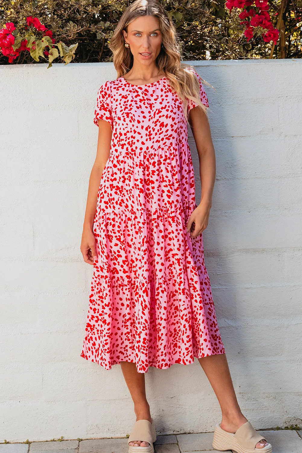 Boho Short Sleeve Flare Tiered Dress