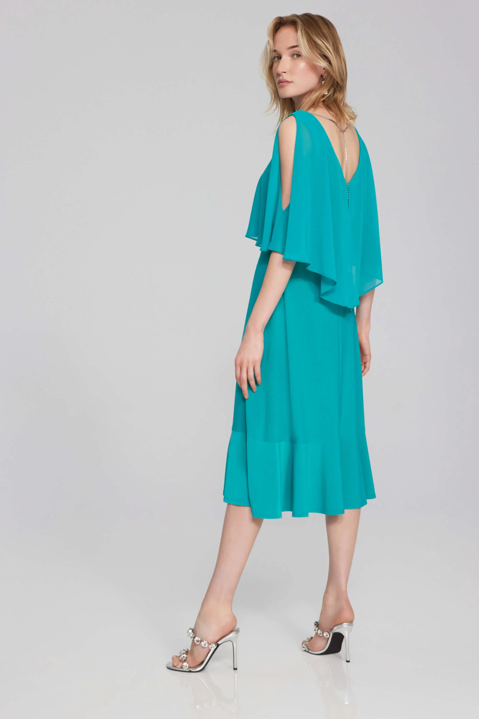 Chiffon Fit n Flare Signature Dress - Ocean Blue 241706