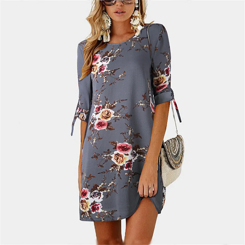 Chiffon Floral Mini Sexy Beach Dress