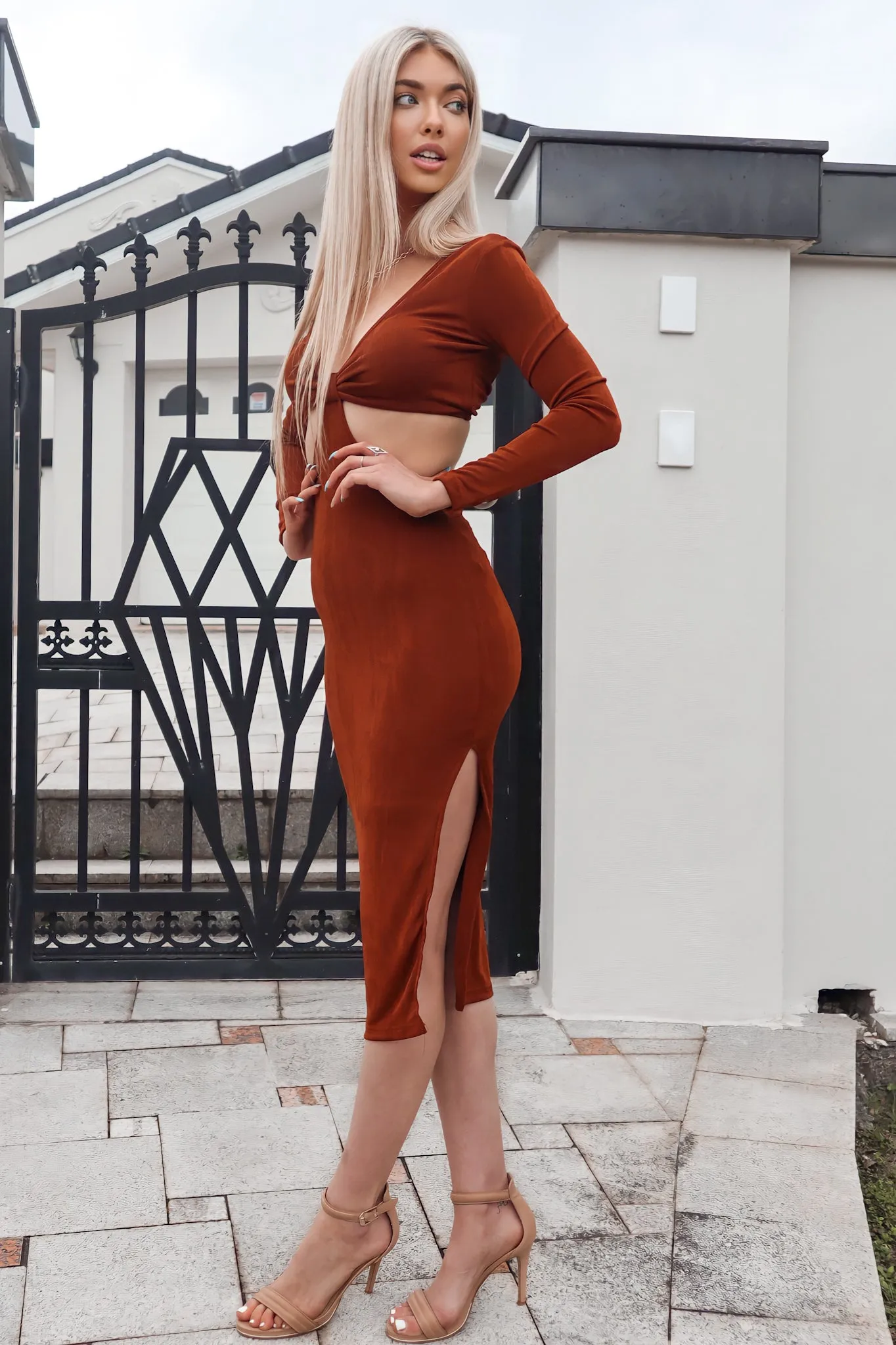 Claire Midi Dress - Chocolate