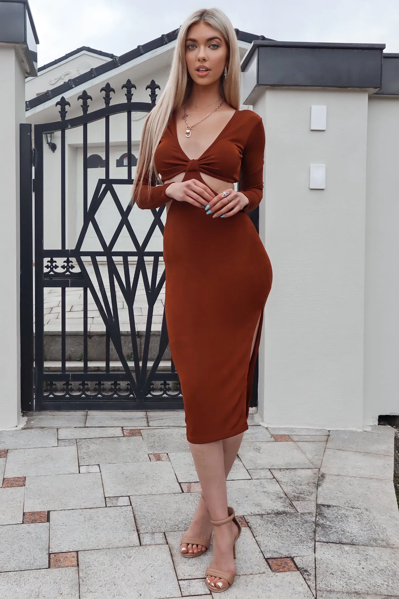 Claire Midi Dress - Chocolate