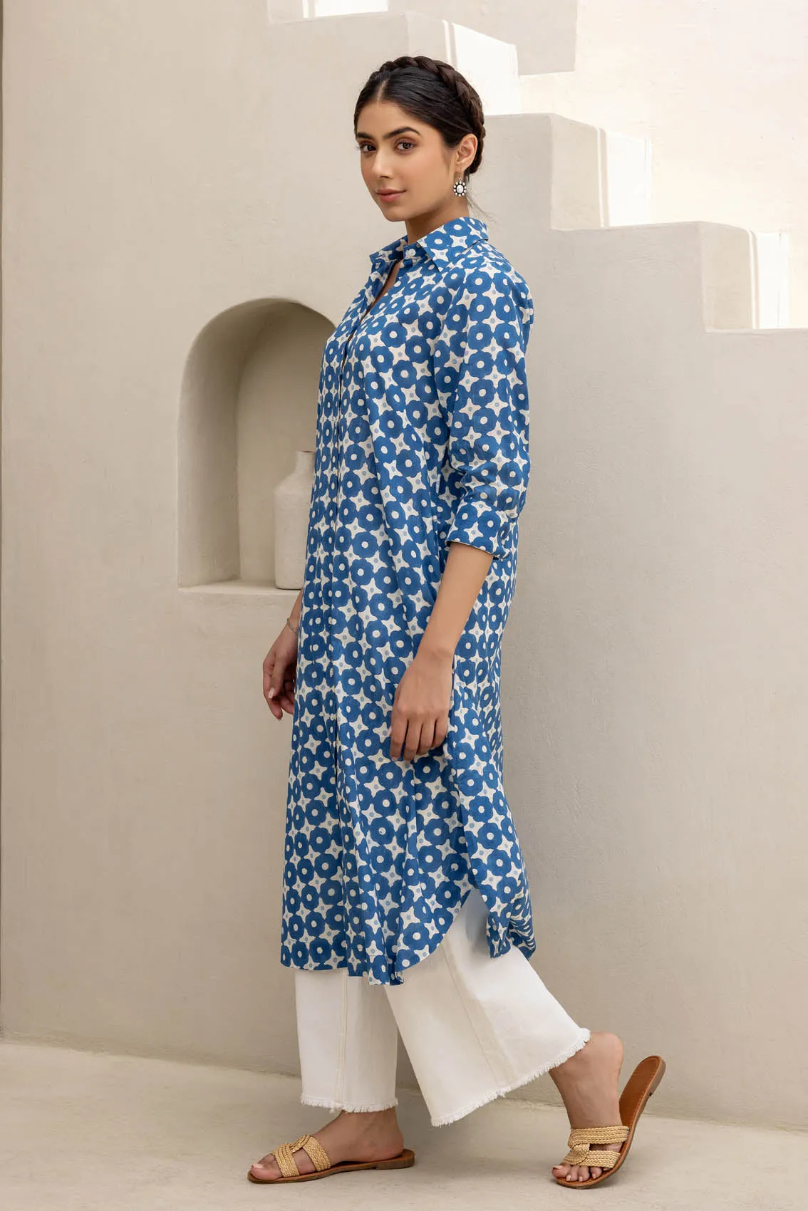 Cobalt Polka Dotted Shirt Dress