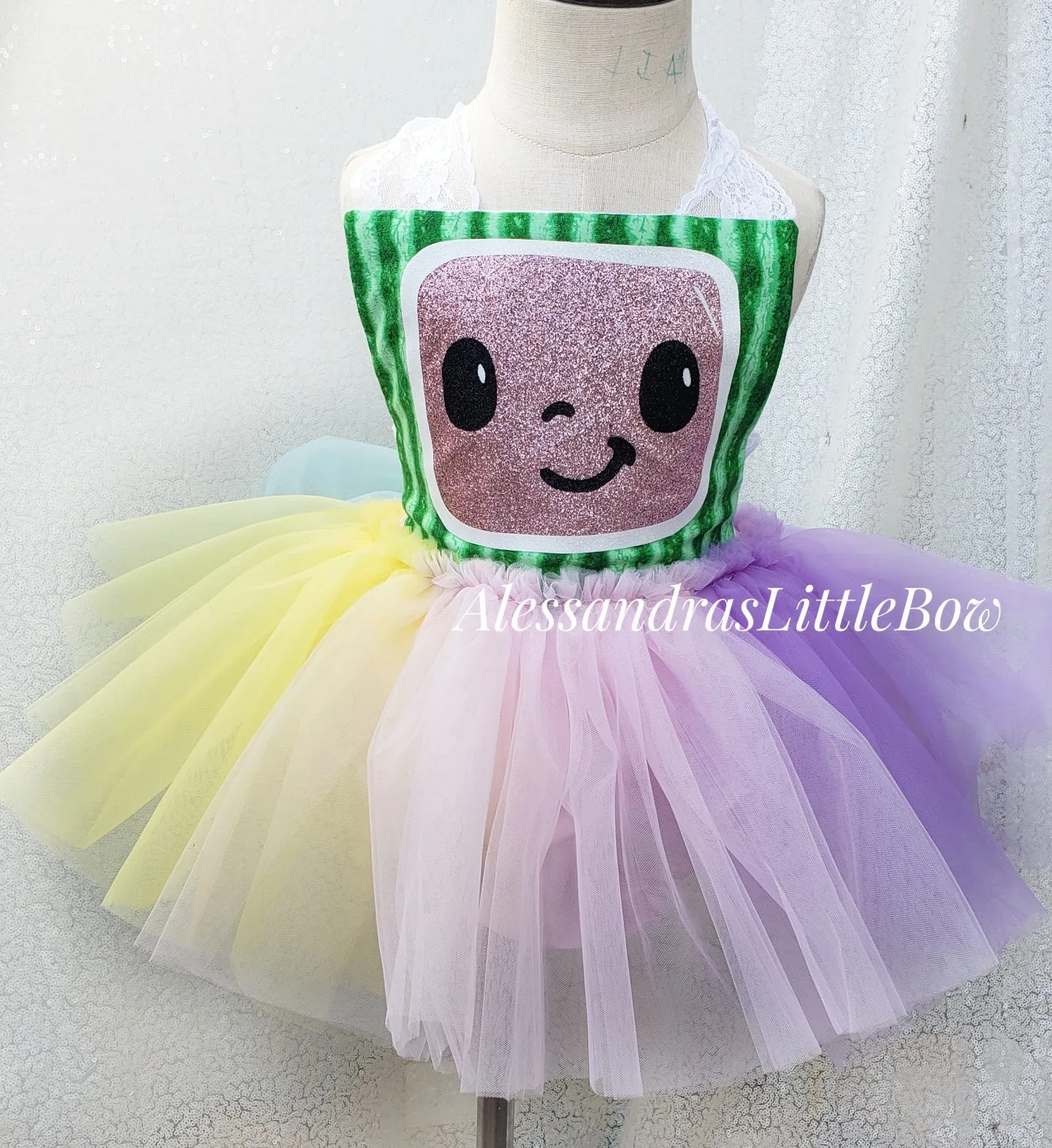 Coco Melon inspired pastel tutu Romper