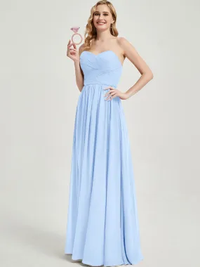 Cornflower Blue Pleated Convertible Maxi Chiffon Bridesmaid Dress