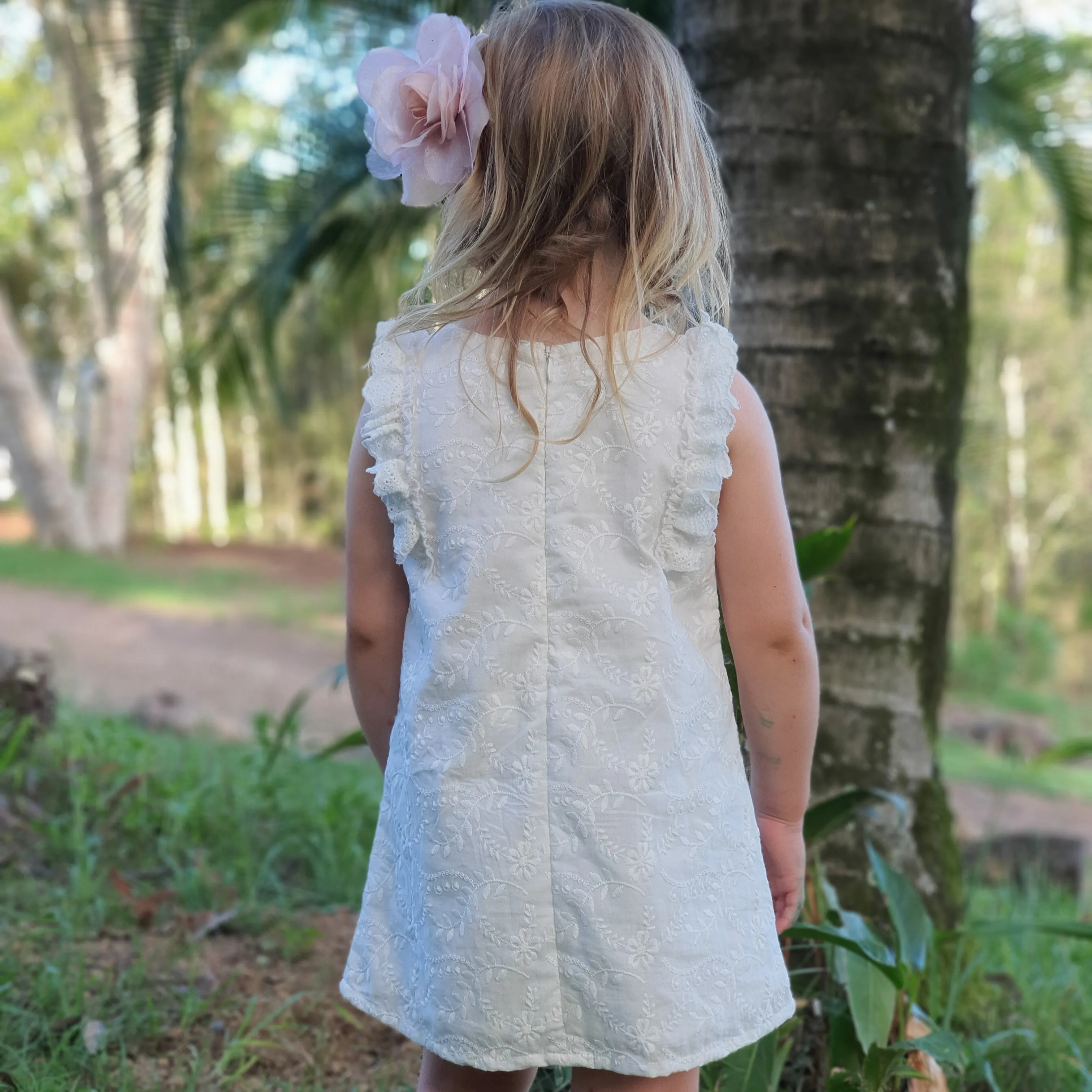 Cotton Tunic Dress - Embroidered White