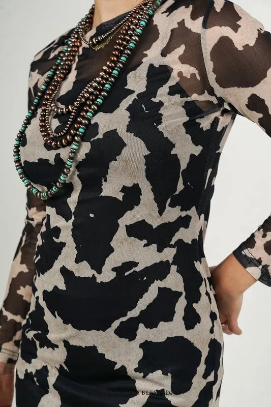 Cow Print Western Dress