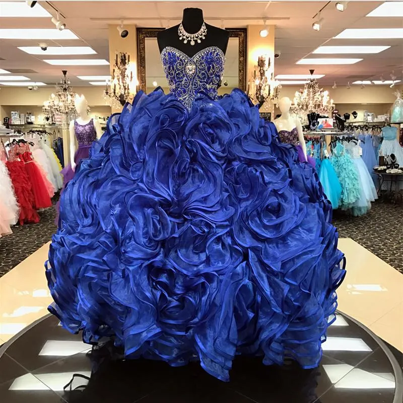 Crystal Beaded Sweetheart Organza Ball Gowns Quinceanera Dresses