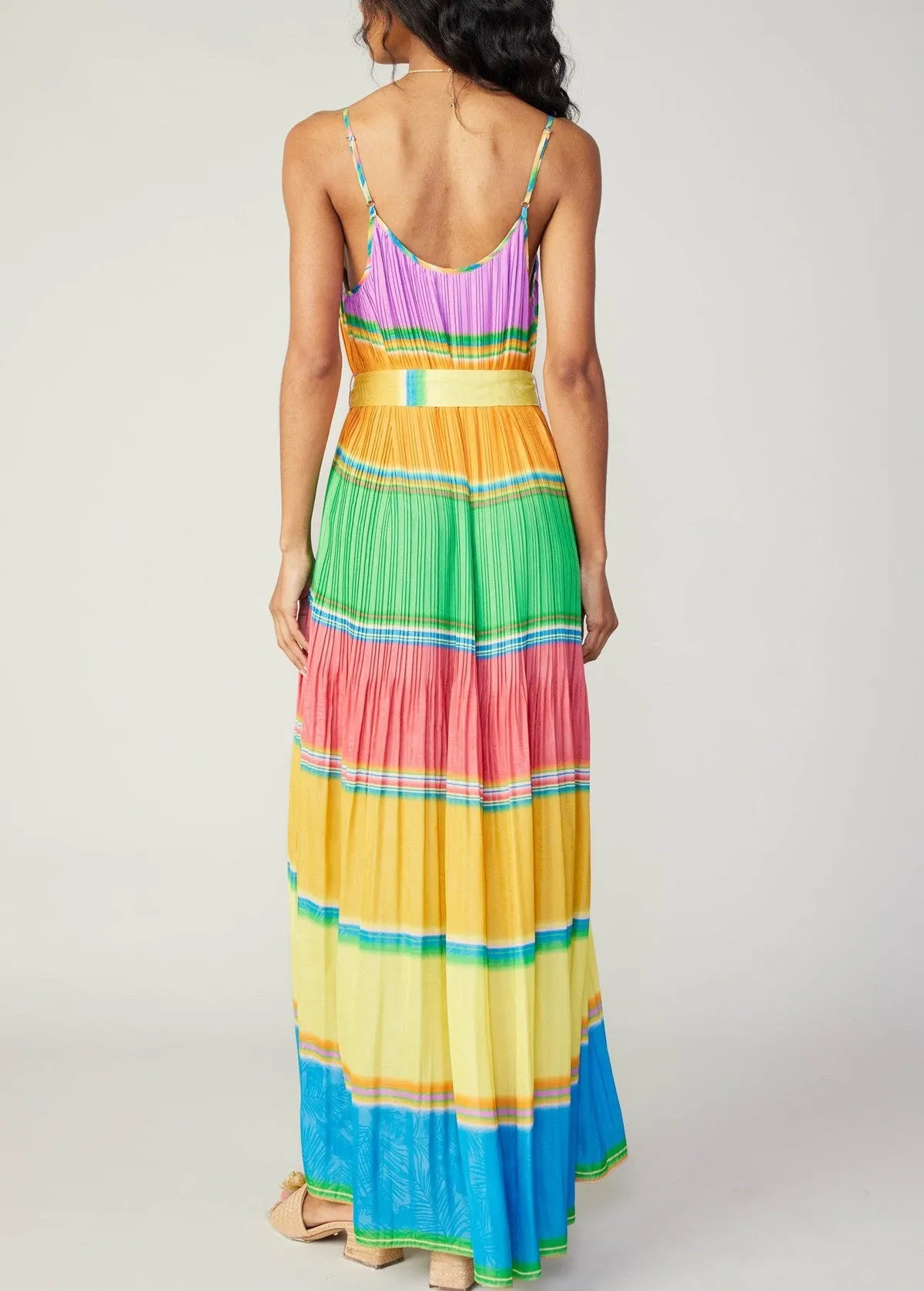 Current Air Colorblock Pleated Midi Dress