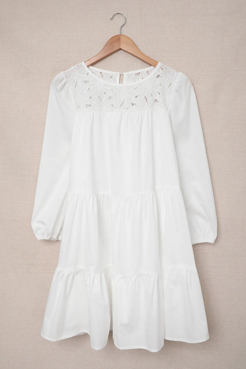 Cute Lace Yoke Mini Dress