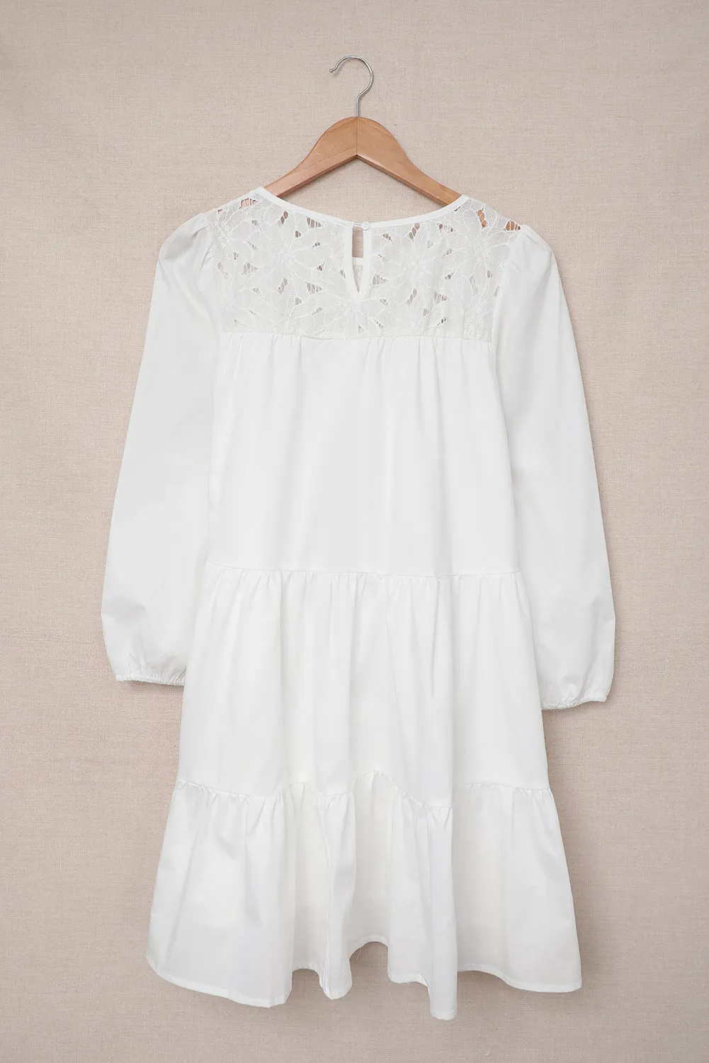 Cute Lace Yoke Mini Dress