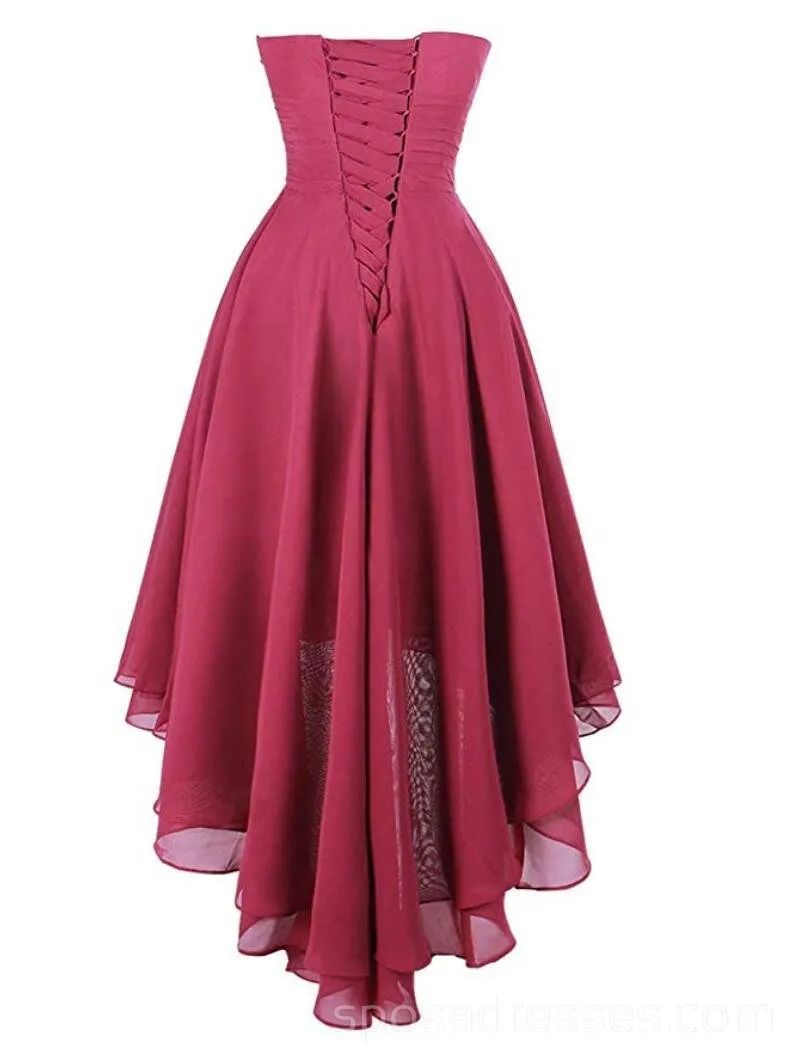 Dark Red High Low Chiffon Cheap Homecoming Dresses Online, Cheap Short Prom Dresses, CM759