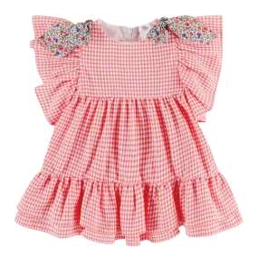 Deolinda Girls Nectarine Red Check Dress