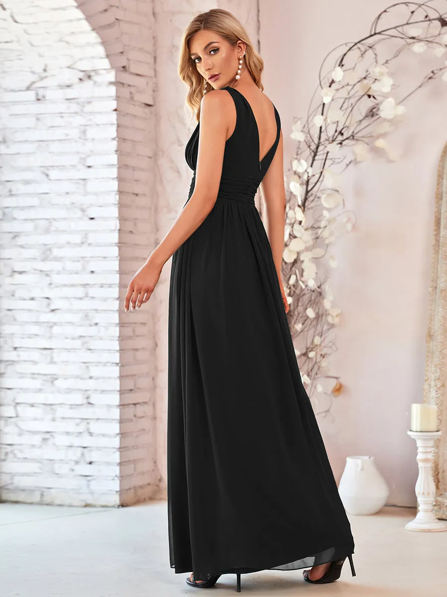 Double V-Neck Elegant Maxi Long Wholesale Evening Dresses