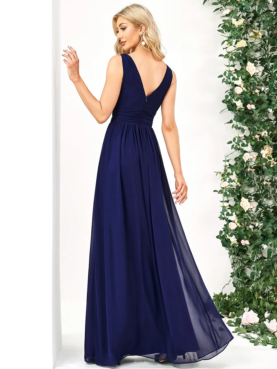 Double V-Neck Elegant Maxi Long Wholesale Evening Dresses