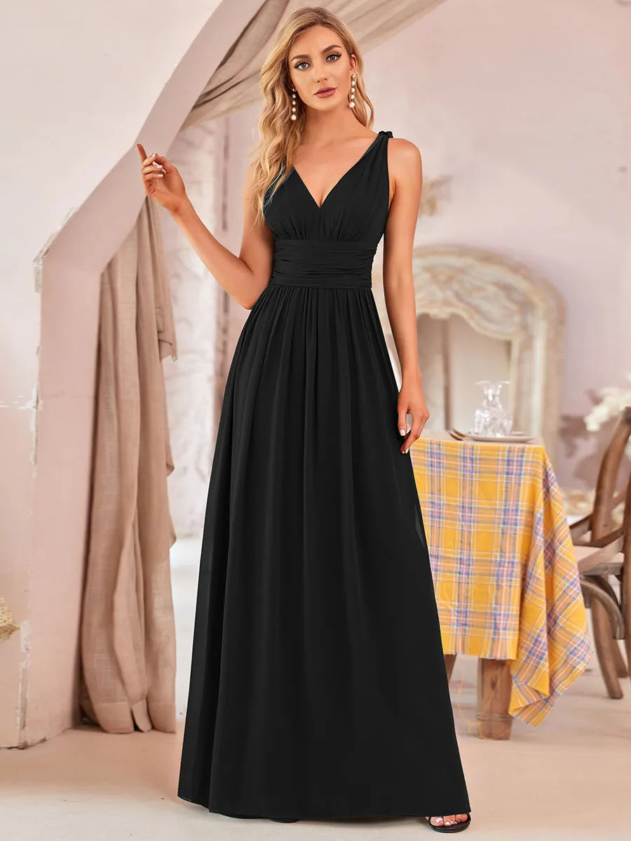 Double V-Neck Elegant Maxi Long Wholesale Evening Dresses